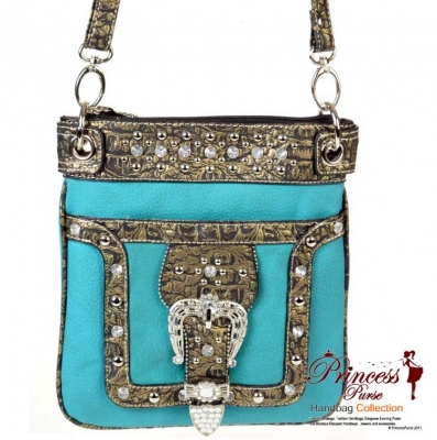 Designer Inspired Messenger Bag with Buckle Accent in Rhinestone tq